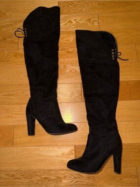NEW Black Over-the-Knee Heeled Boots